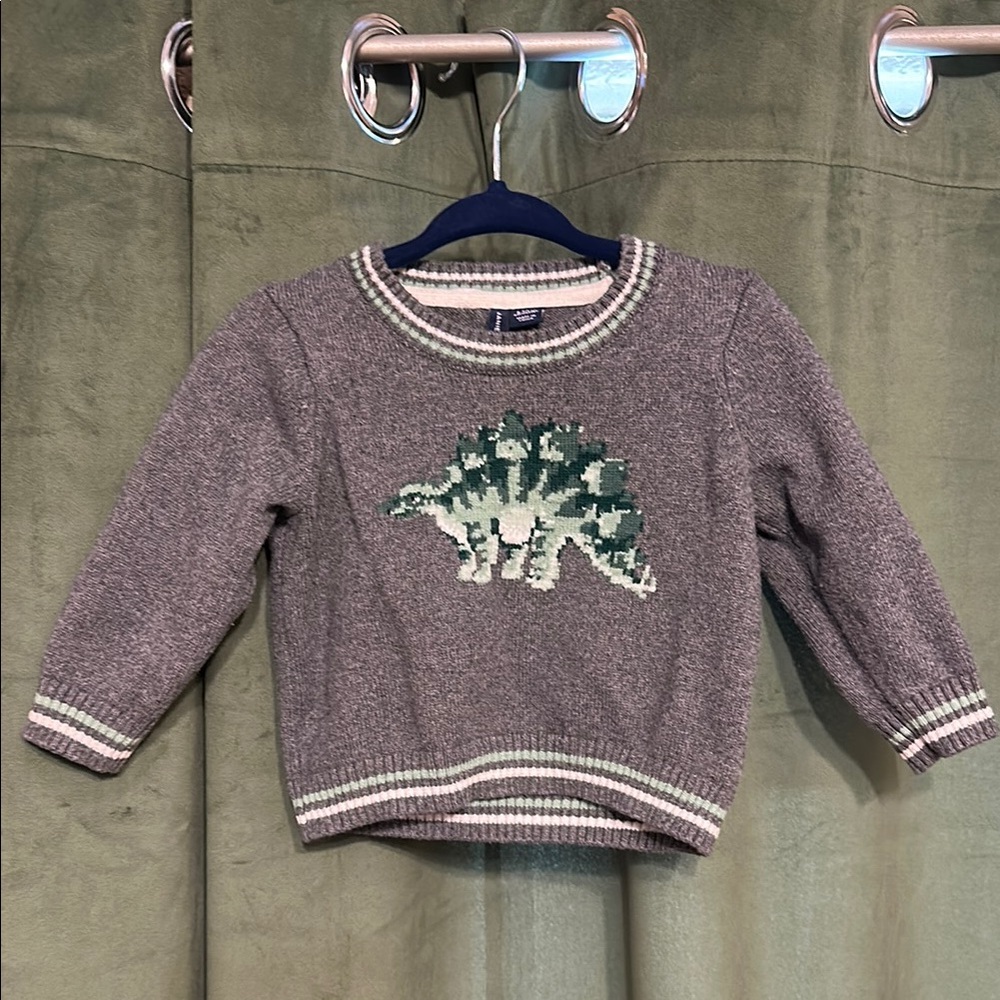 Janie and Jack Gray Sweater with Dinosaur Design